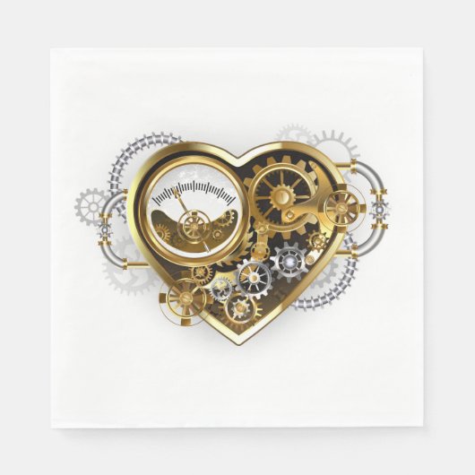 Steampunk Heart met een manometer Servet (Voorkant)