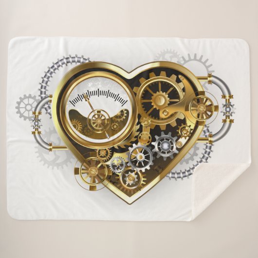 Steampunk Heart met een manometer Sherpa Deken (Voorkant (horizontaal))