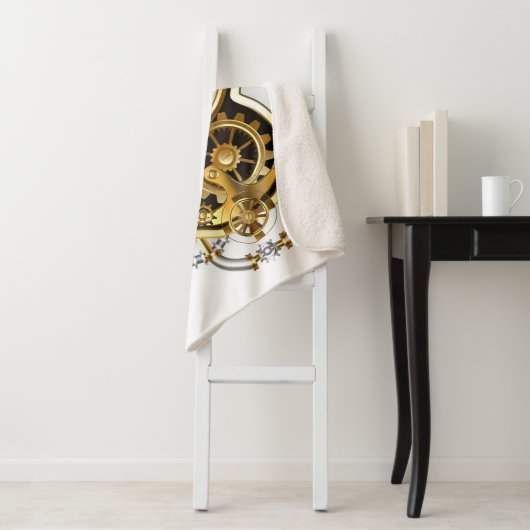 Steampunk Heart met een manometer Sherpa Deken (In situ)