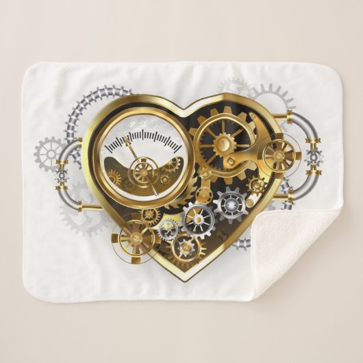 Steampunk Heart met een manometer Sherpa Deken (Voorkant (horizontaal))