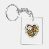 Steampunk Heart met een manometer Sleutelhanger (Voorkant Links)