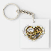 Steampunk Heart met een manometer Sleutelhanger (Voorkant)