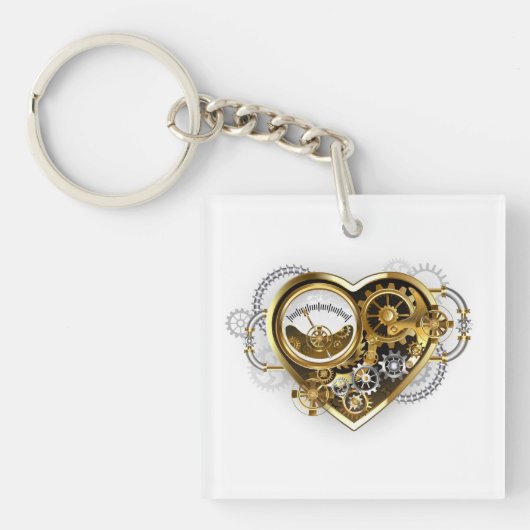 Steampunk Heart met een manometer Sleutelhanger (Voorkant)