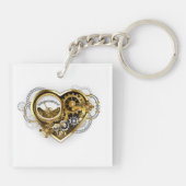 Steampunk Heart met een manometer Sleutelhanger (Achterkant)