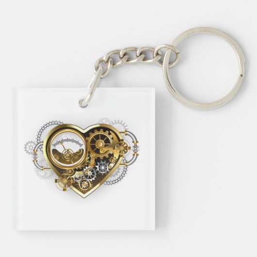 Steampunk Heart met een manometer Sleutelhanger (Achterkant)