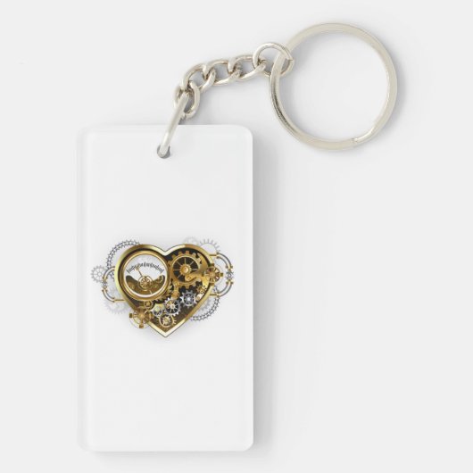 Steampunk Heart met een manometer Sleutelhanger (achterkant)