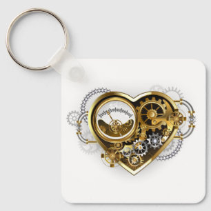 Steampunk Heart met een manometer Sleutelhanger