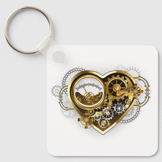 Steampunk Heart met een manometer Sleutelhanger (Voorkant)