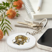 Steampunk Heart met een manometer Sleutelhanger (Voorkant Rechts)