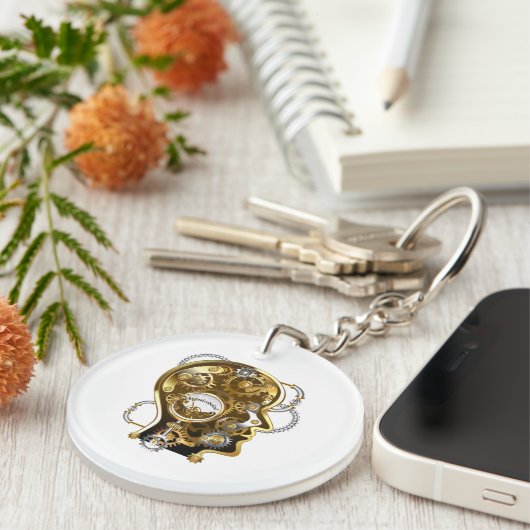 Steampunk Heart met een manometer Sleutelhanger (Voorkant Rechts)