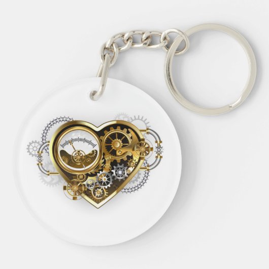 Steampunk Heart met een manometer Sleutelhanger (Achterkant)