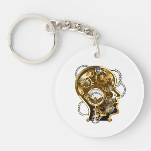 Steampunk Heart met een manometer Sleutelhanger (Voorkant)