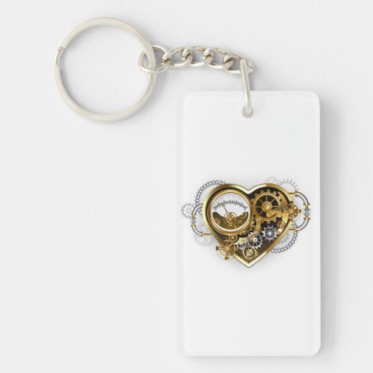 Steampunk Heart met een manometer Sleutelhanger (Voorkant)
