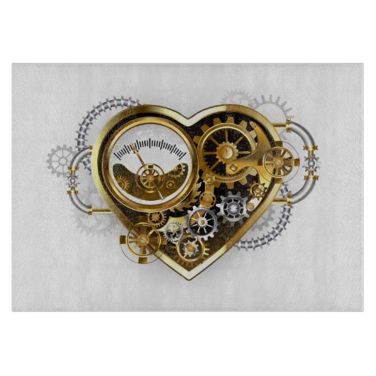 Steampunk Heart met een manometer Snijplank (Voorkant)
