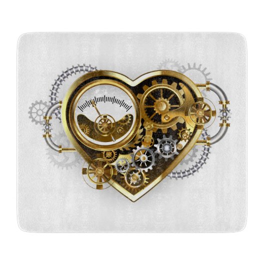 Steampunk Heart met een manometer Snijplank (Voorkant)