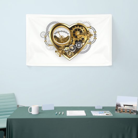 Steampunk Heart met een manometer Spandoek (Beurs)