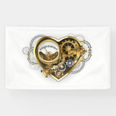 Steampunk Heart met een manometer Spandoek (Horizontaal)