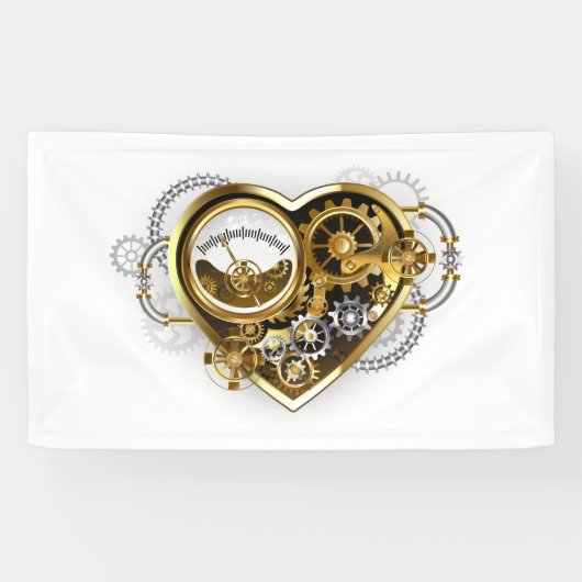 Steampunk Heart met een manometer Spandoek (Horizontaal)