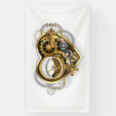 Steampunk Heart met een manometer Spandoek (Verticaal)