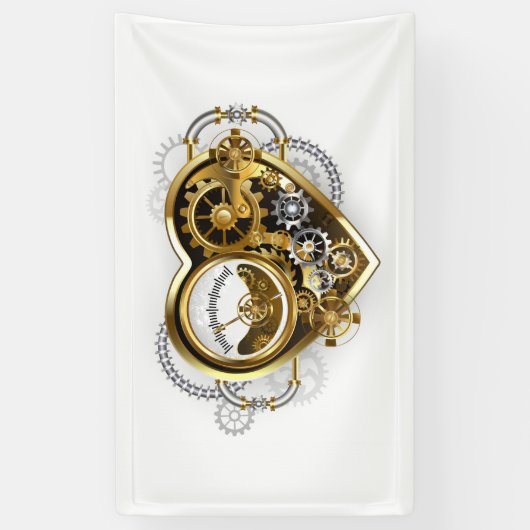 Steampunk Heart met een manometer Spandoek (Verticaal)