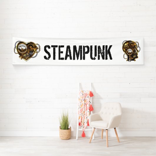Steampunk Heart met een manometer Spandoek (Insitu)