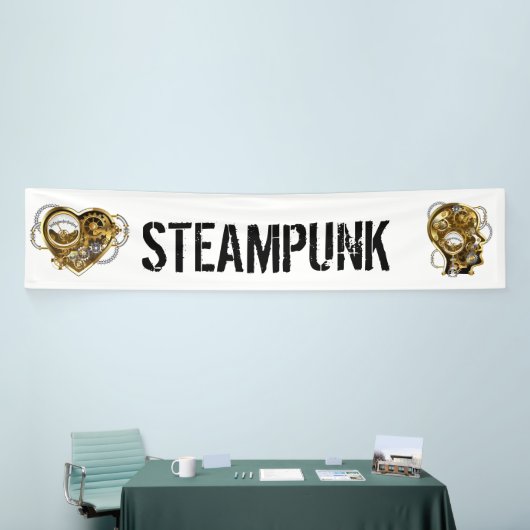 Steampunk Heart met een manometer Spandoek (Beurs)