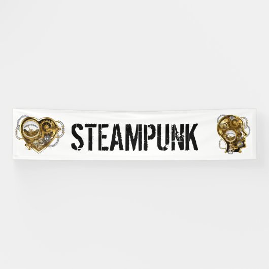 Steampunk Heart met een manometer Spandoek (Horizontaal)