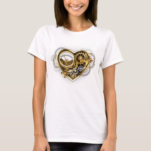 Steampunk Heart met een manometer T-shirt (Voorkant)