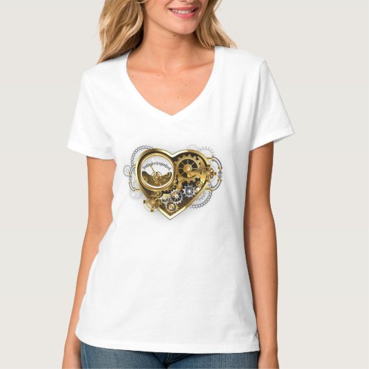 Steampunk Heart met een manometer T-shirt (Voorkant)