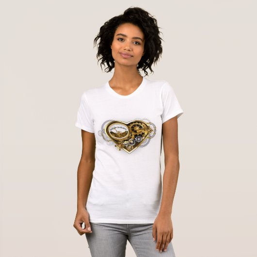 Steampunk Heart met een manometer T-shirt (Voorkant volledig)