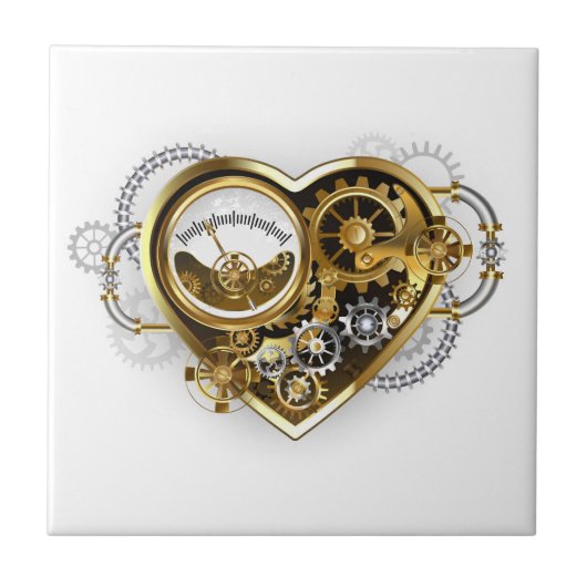 Steampunk Heart met een manometer Tegeltje (Voorkant)