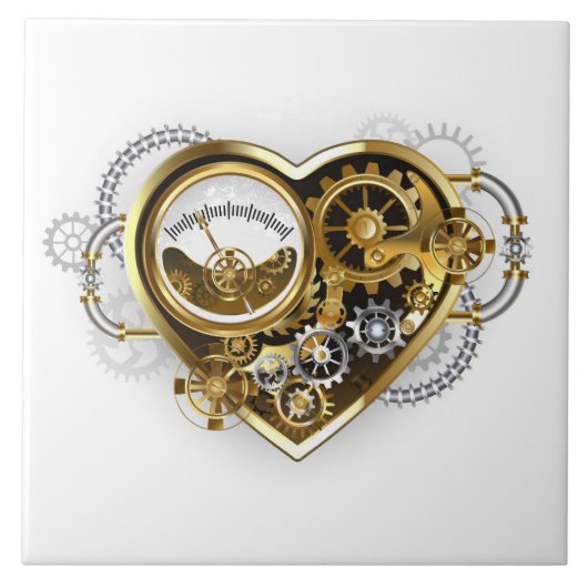Steampunk Heart met een manometer Tegeltje (Voorkant)