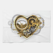 Steampunk Heart met een manometer Theedoek (Horizontaal)