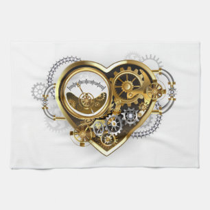 Steampunk Heart met een manometer Theedoek