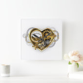 Steampunk Heart met een manometer Vierkante Klok (Huis)
