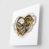 Steampunk Heart met een manometer Vierkante Klok (Hoek)