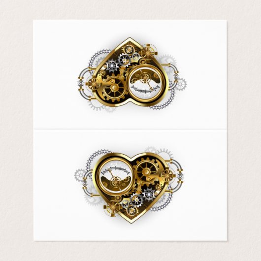 Steampunk Heart met een manometer Visitekaartje (Buitenkant ongevouwen)