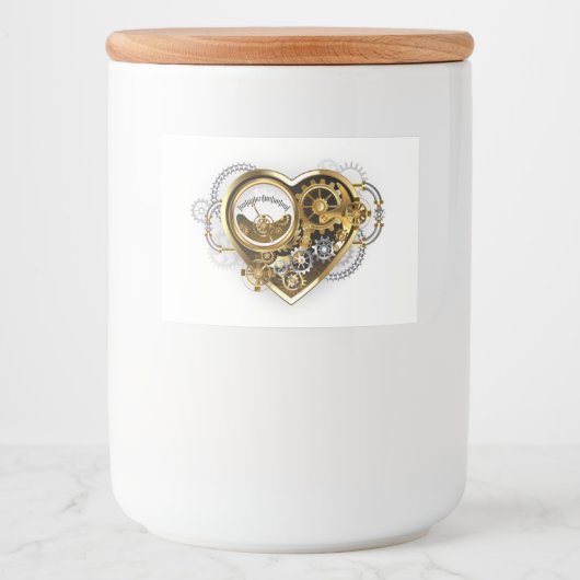 Steampunk Heart met een manometer Voedselcontainer Etiket (Voorkant)