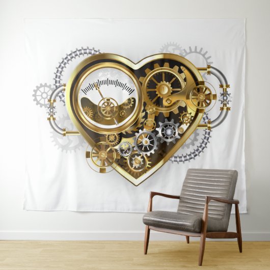 Steampunk Heart met een manometer Wandkleed (In Situ (horizontaal))