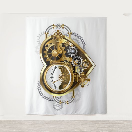 Steampunk Heart met een manometer Wandkleed (Voorkant)