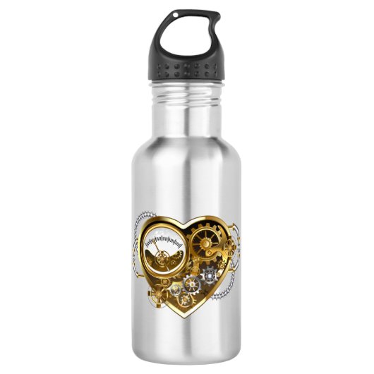 Steampunk Heart met een manometer Waterfles (Voorkant)