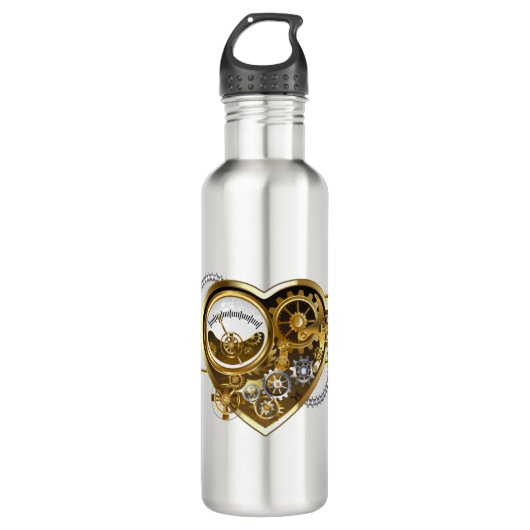 Steampunk Heart met een manometer Waterfles (Voorkant)