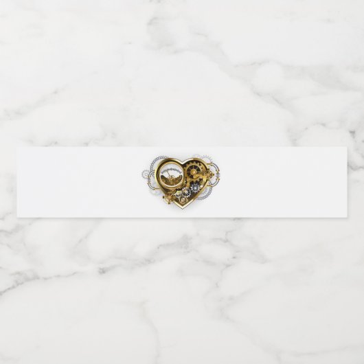 Steampunk Heart met een manometer Waterfles Etiket (Enkel label)