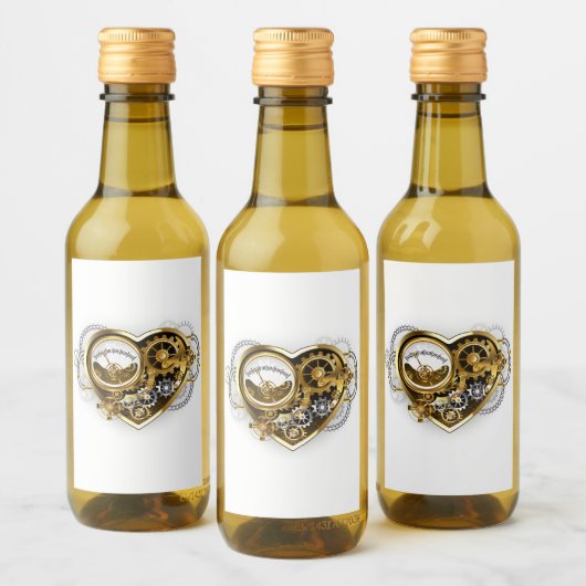 Steampunk Heart met een manometer Wijn Etiket (Flessen)