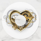 Steampunk Heart met een manometer Wijnglaslabel (Voorkant)