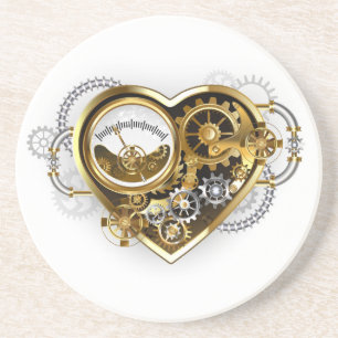 Steampunk Heart met een manometer Zandsteen Onderzetter
