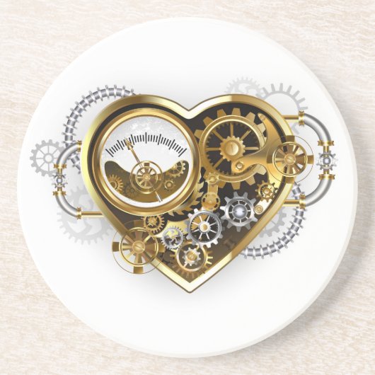 Steampunk Heart met een manometer Zandsteen Onderzetter (Voorkant)