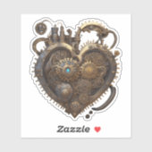 Steampunk Heart | Metalen tandwielen Sticker (Vel)