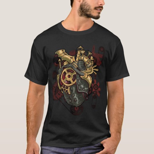 Steampunk Heart Robot Cosplay Scifi Mechanical Gea T-shirt (Voorkant)