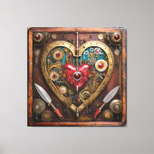 Steampunk Heart Rubies And Daggers For Warriors Canvas Afdruk (Voorkant)